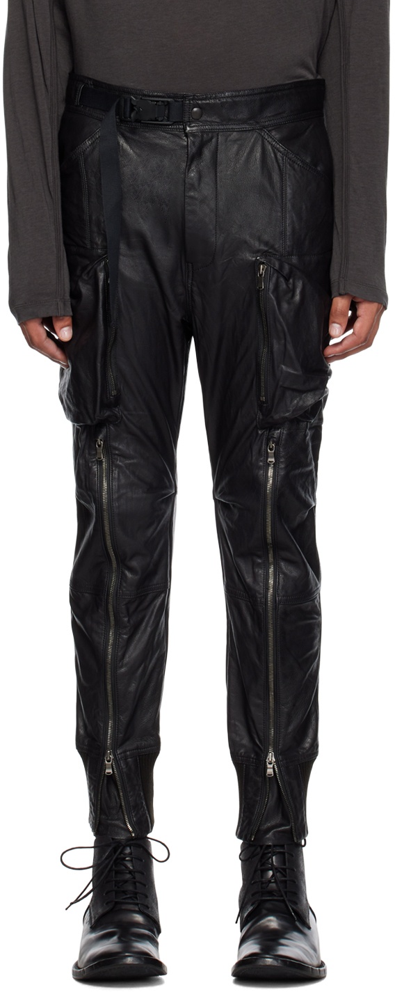 The Viridi-anne Black Belted Leather Pants The Viridi-anne