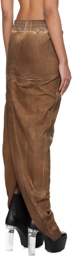 Rick Owens DRKSHDW Brown Pull On Pillar Denim Maxi Skirt