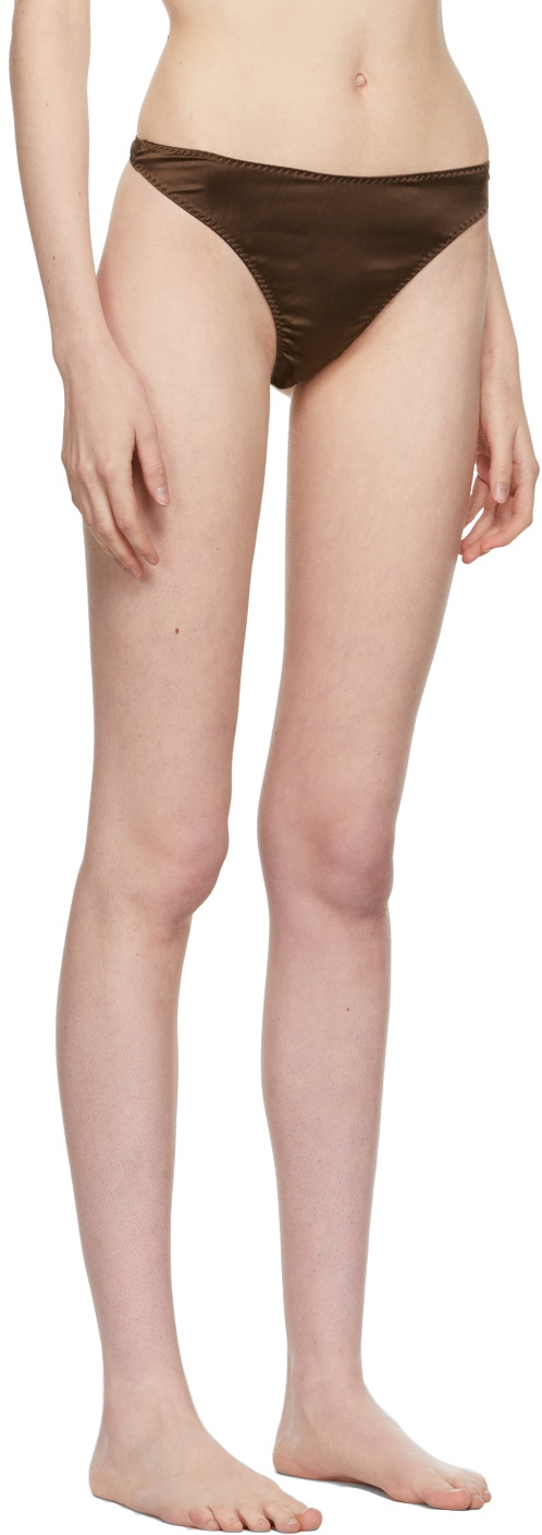 softandwet SSENSE Exclusive Brown Silk Triangle Briefs