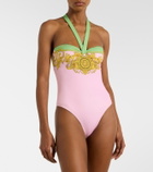 Versace Printed halterneck swimsuit