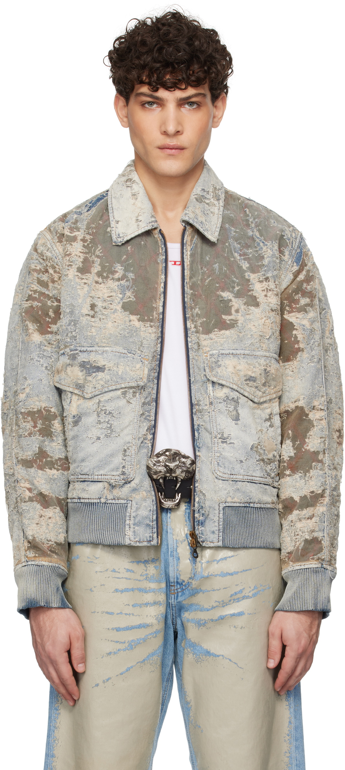 Diesel Gray D-Muddy-Fsf Denim Jacket Diesel