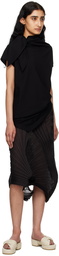 ISSEY MIYAKE Black Sheer Moving Knit Midi Skirt