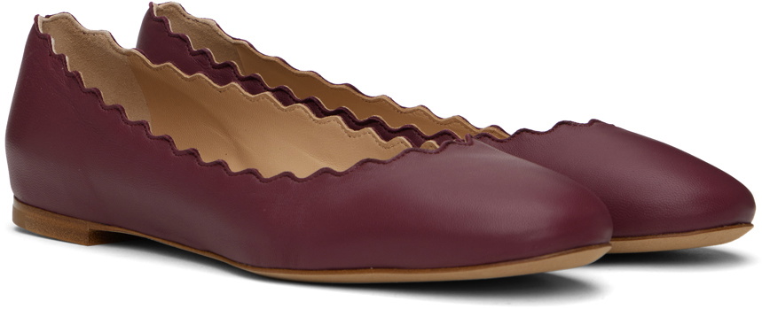 Chloé Lauren scallop-edge leather ballerina shoes - Purple