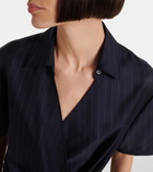 Loewe Pinstripe gathered wool wrap dress