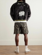 KAPITAL - Souvenir Padded Embroidered Cotton-Velvet Bomber Jacket - Black
