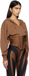 Mugler Brown Corseted Hoodie