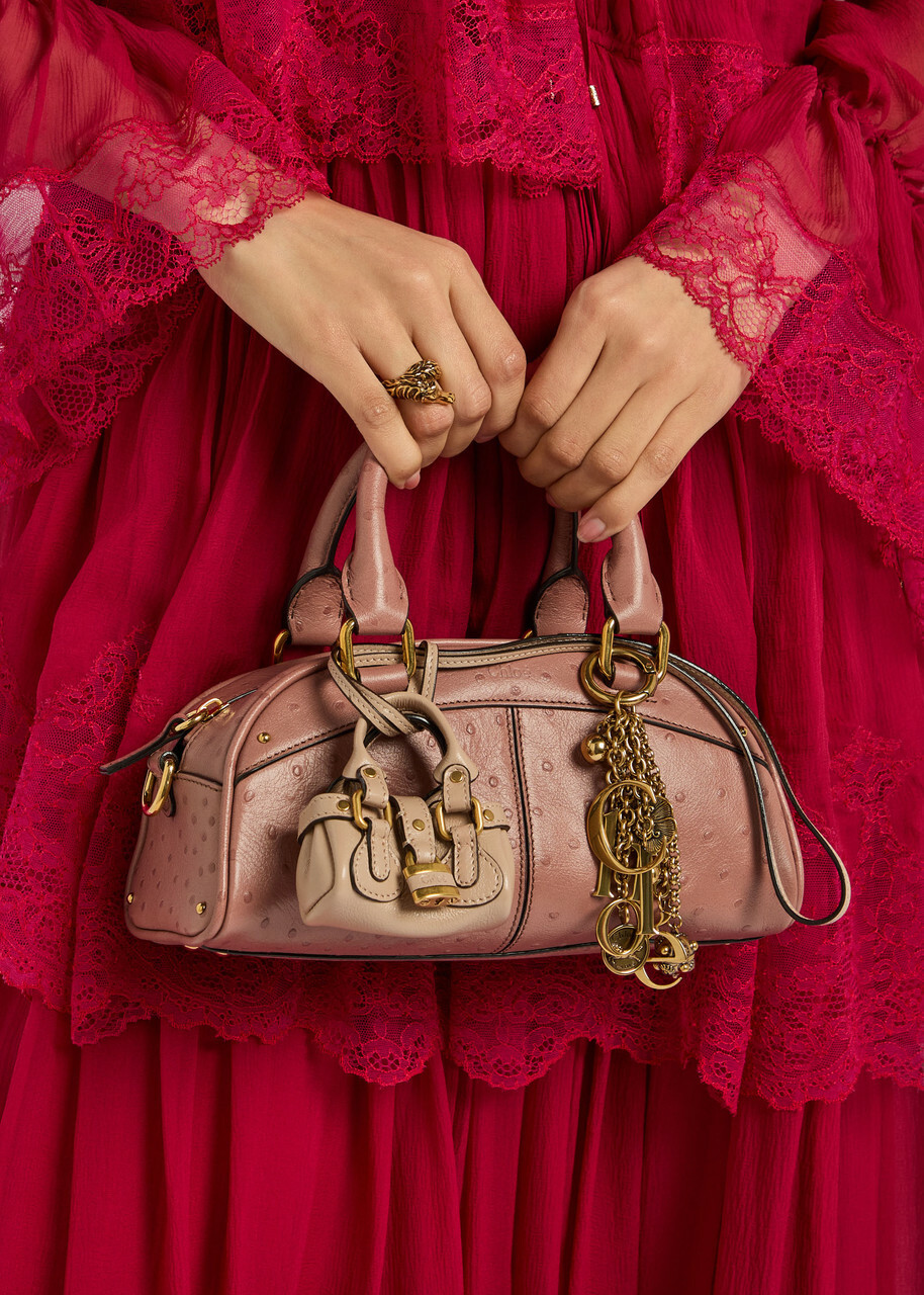 Chloe Paddington Leather bag Charm - Pink - One Size