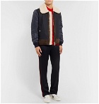 Moncler - Plovan Shearling and Suede-Trimmed Wool-Blend and Shell Bomber Jacket - Men - Navy