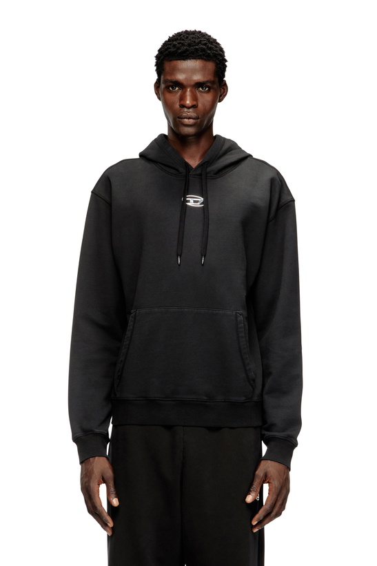 Photo: Diesel Cotton hoodie with metallic Oval D - Sweaters Mens in Black