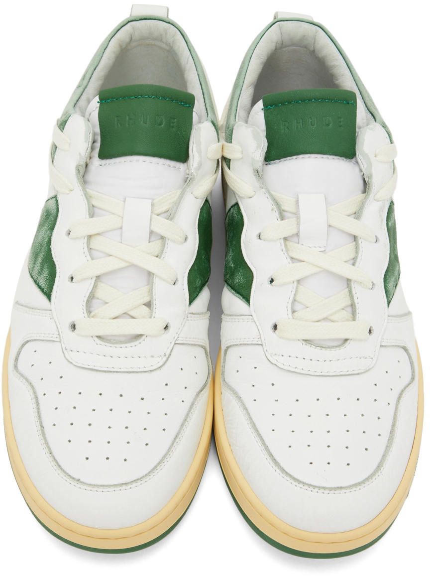 スニーカー Rhecess Low Sneakers - Rhude - Leather - White/Green Rhecess Low Sneakers - Rhude - Leather - White/Green