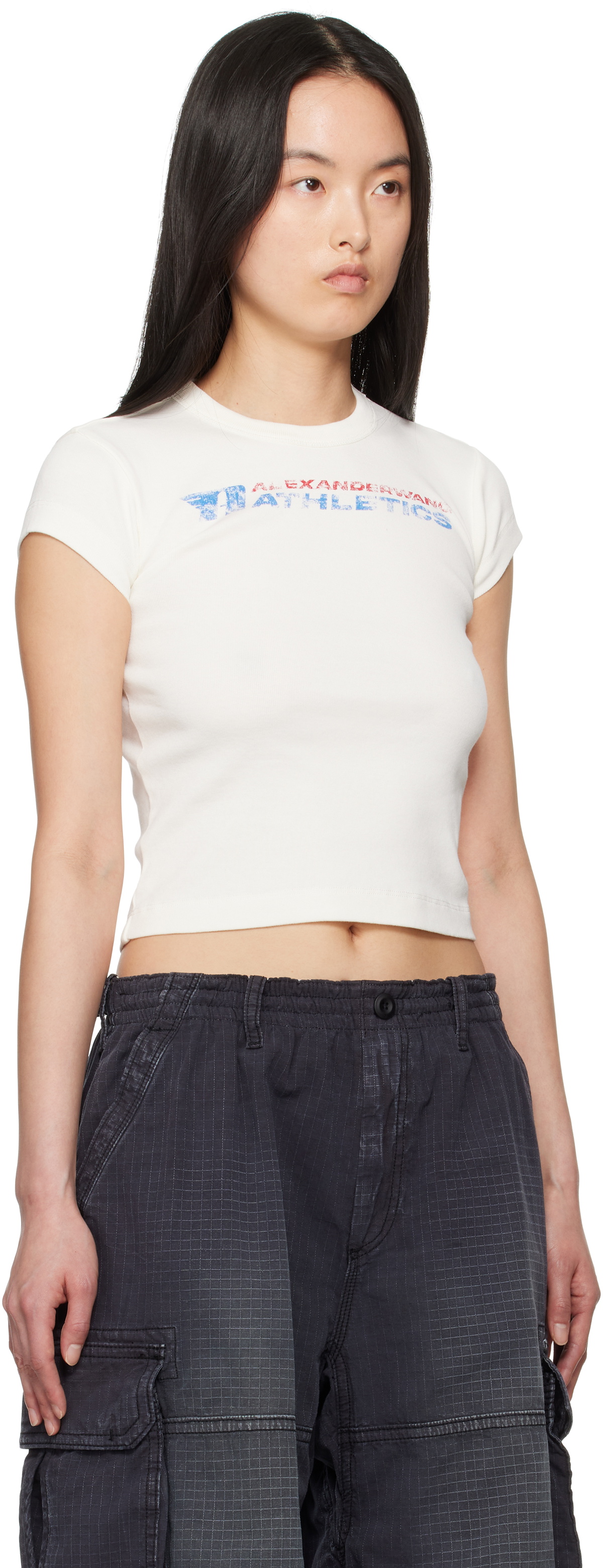 alexanderwang.t Off-White Distressed Logo T-shirt