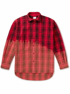 VETEMENTS - Bleached Checked Cotton-Blend Flannel Shirt - Red