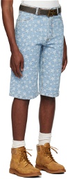 ERL Blue Four-Pocket Denim Shorts