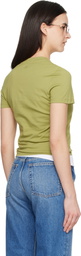 AMI Paris Green Cotton Ami de Coeur Cropped T-shirt