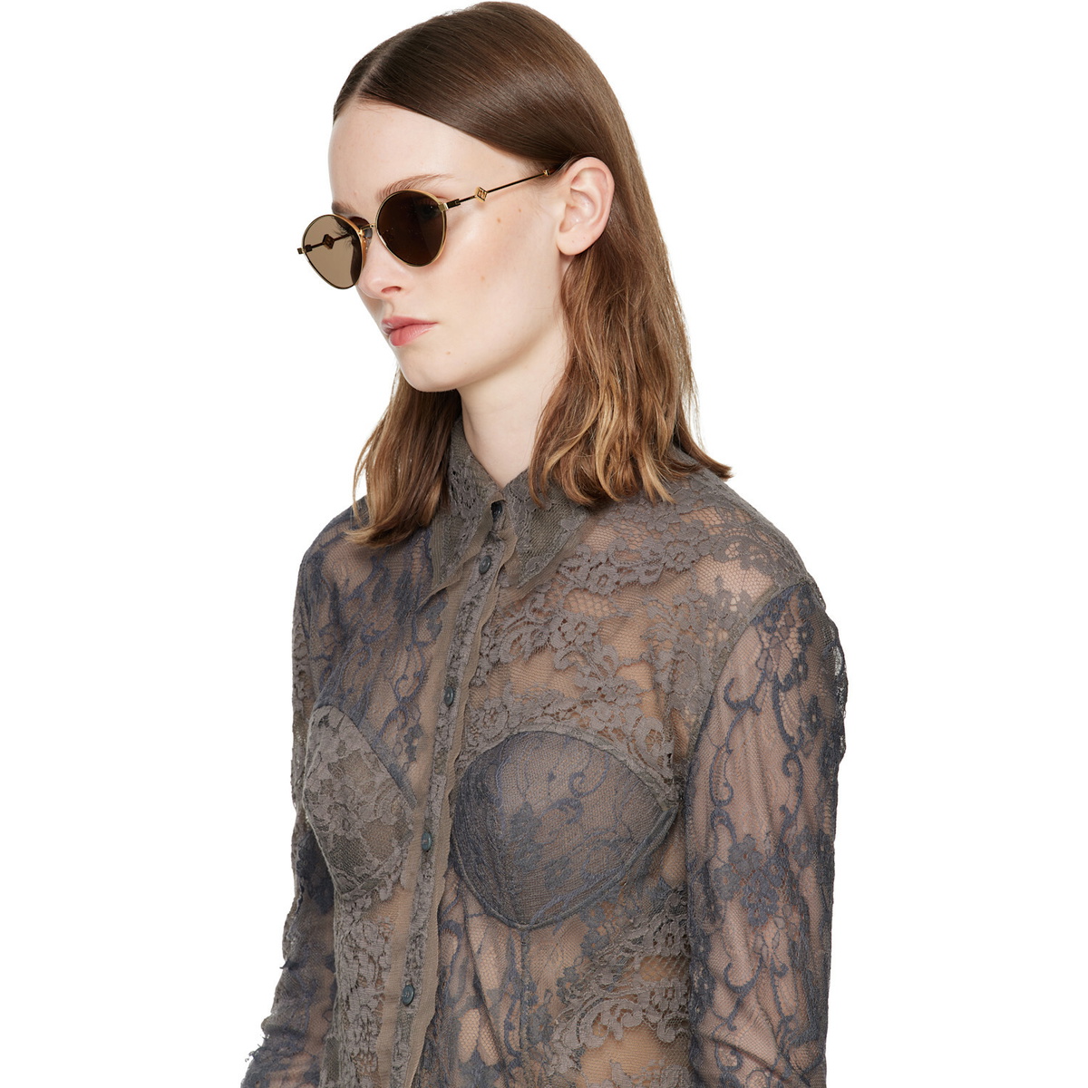 Fendi Gold FF Diamonds Sunglasses