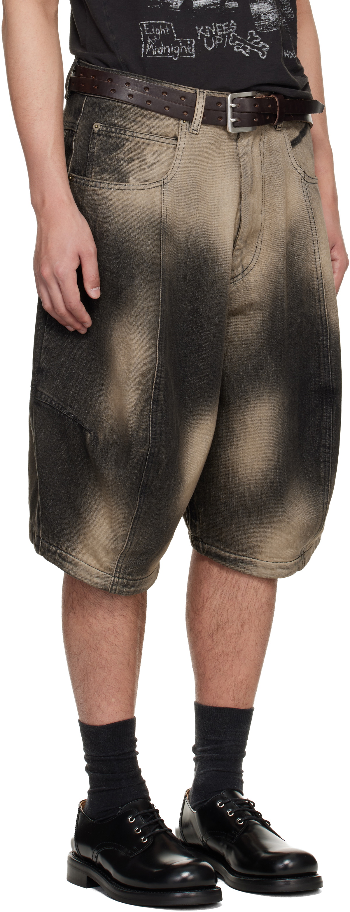 LU'U DAN Gray Puffa Denim Shorts