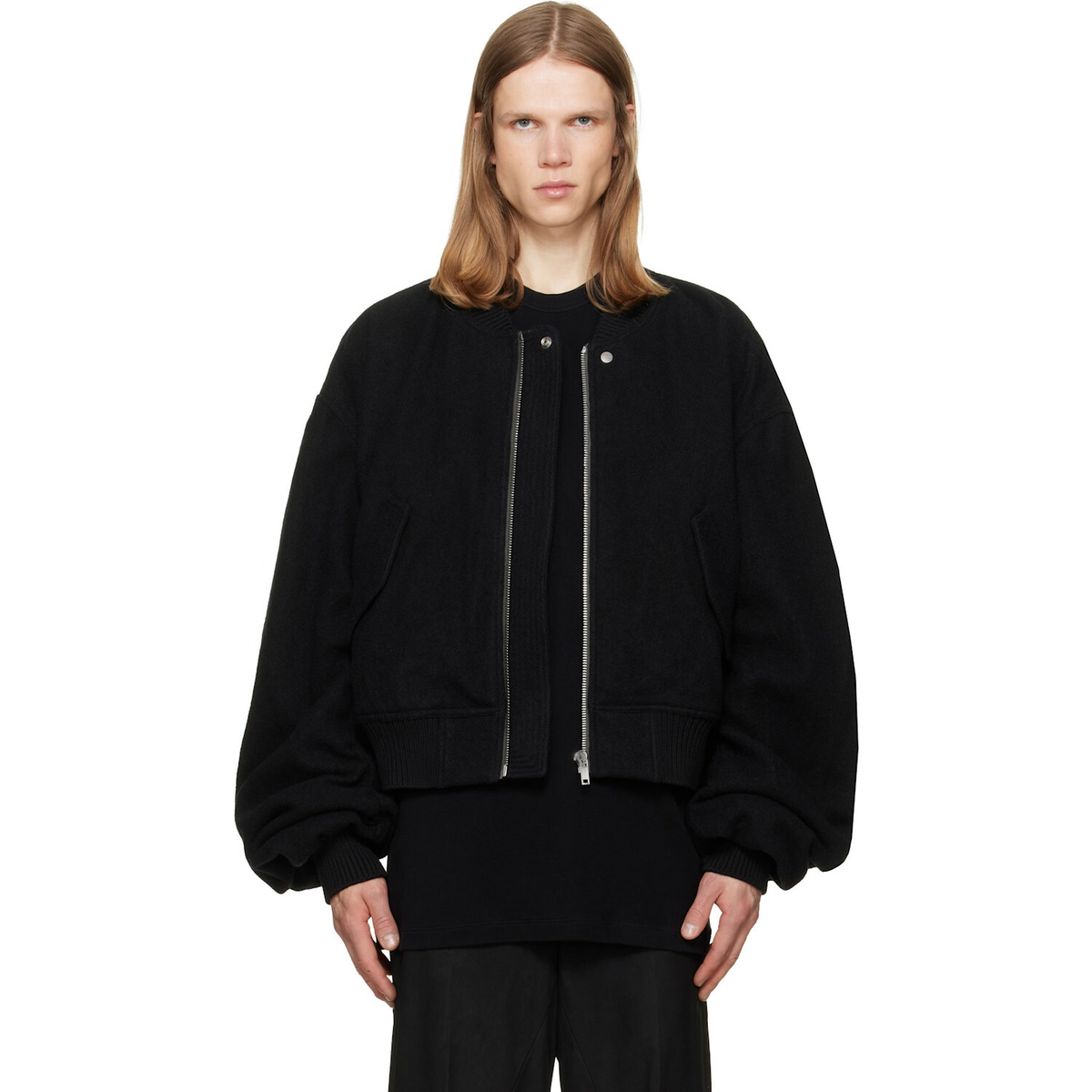 Rick Owens Black Tower Secchia Flight Bomber Jacket