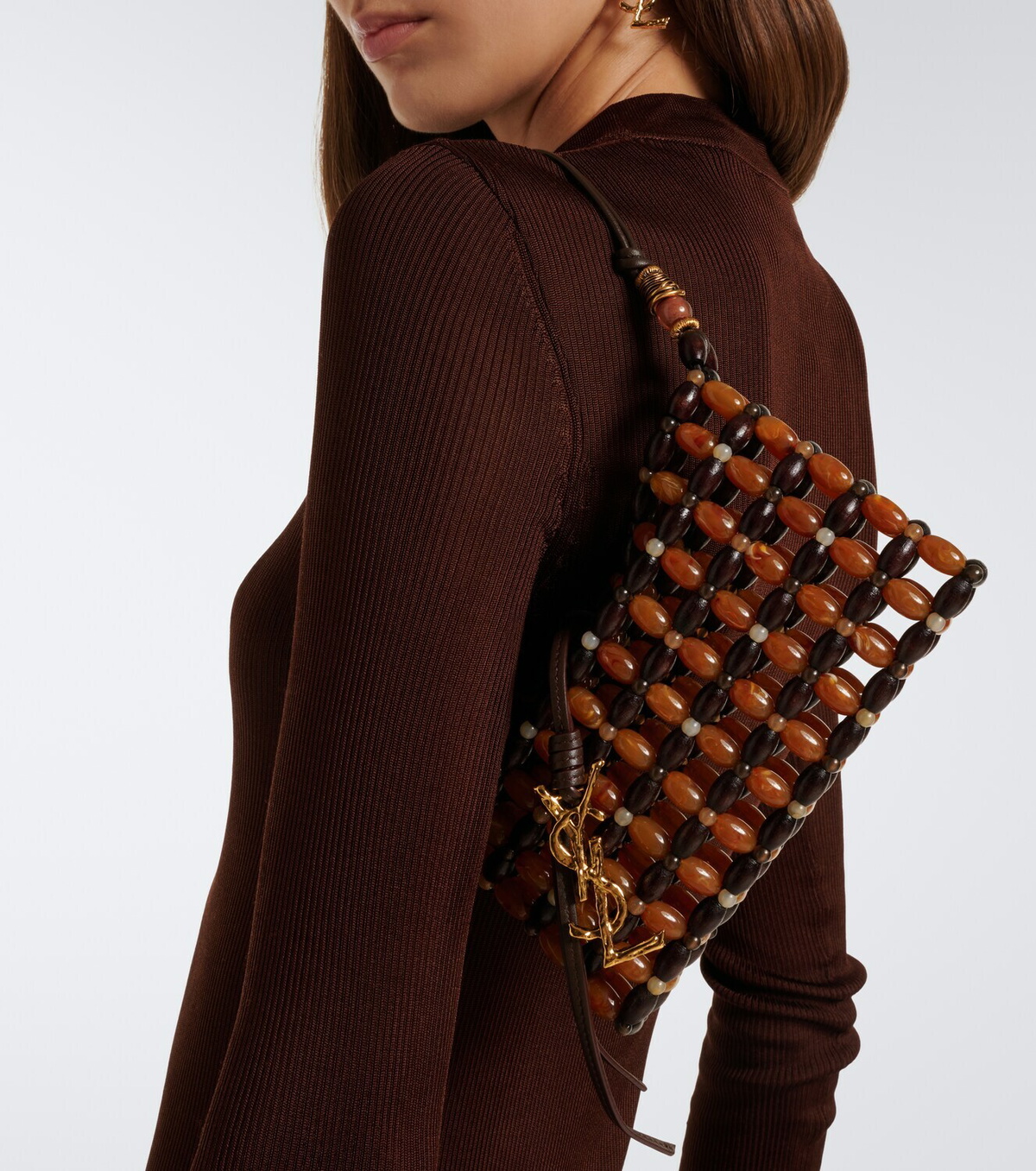Saint Laurent Cassandre beaded shoulder bag