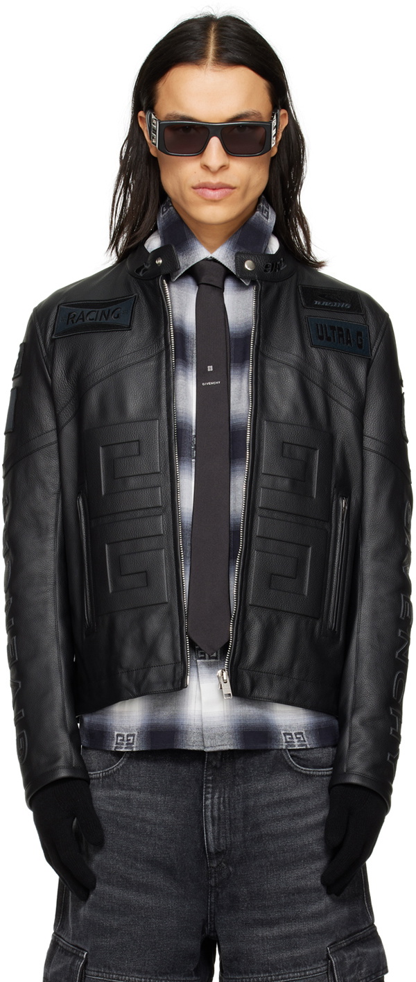 Givenchy Black Embossed Leather Biker Jacket Givenchy