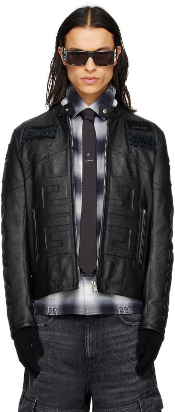 Photo: Givenchy Black Embossed Leather Biker Jacket
