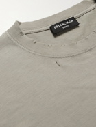 Balenciaga - Distressed Logo-Print Cotton-Jersey T-Shirt - Gray