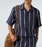 Commas Striped linen bowling shirt