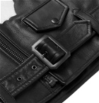 Blackmeans - Slim-Fit Appliquéd Leather Jacket - Black