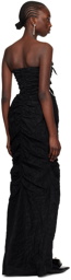SHUSHU/TONG Black Shirred Sheath Maxi Dress