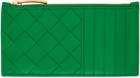 Bottega Veneta Green Intrecciato Zipped Card Holder