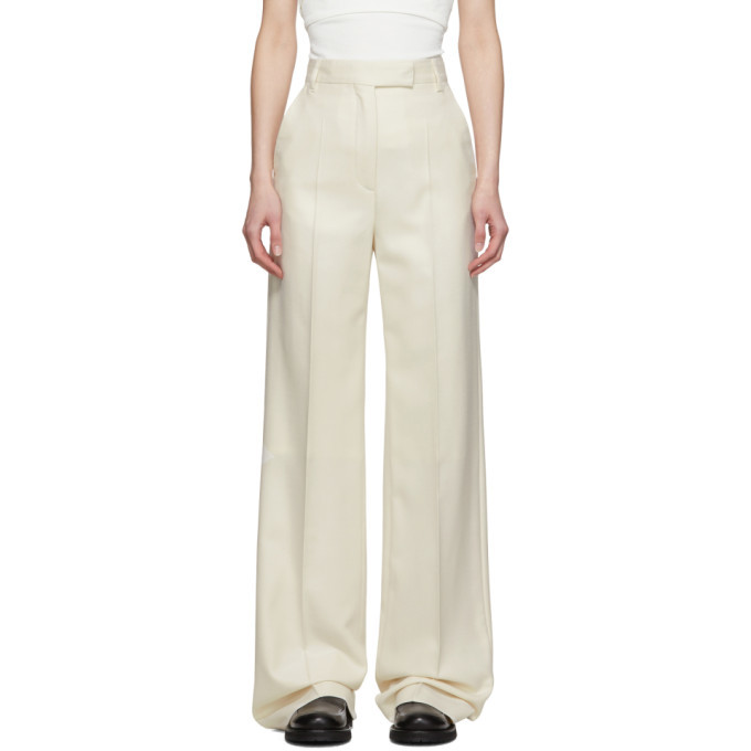 Ann Demeulemeester Off-White Silk and Wool Creased Trousers Ann ...