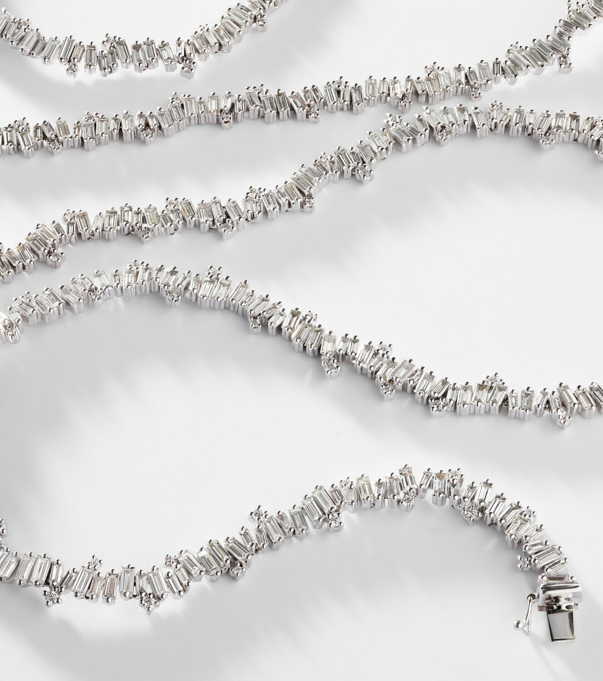Suzanne Kalan Bold Burst 18kt white gold tennis necklace with diamonds