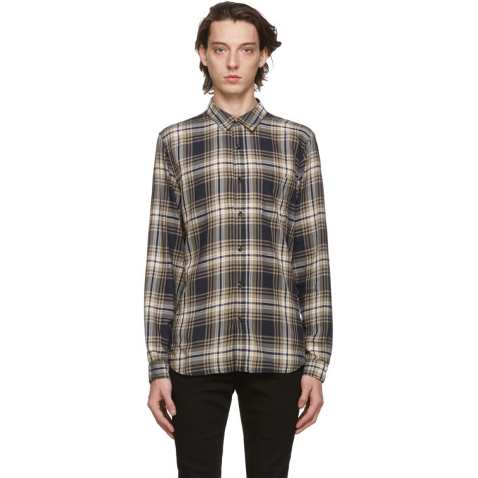 Photo: Frame Navy Check Single Pocket Shirt