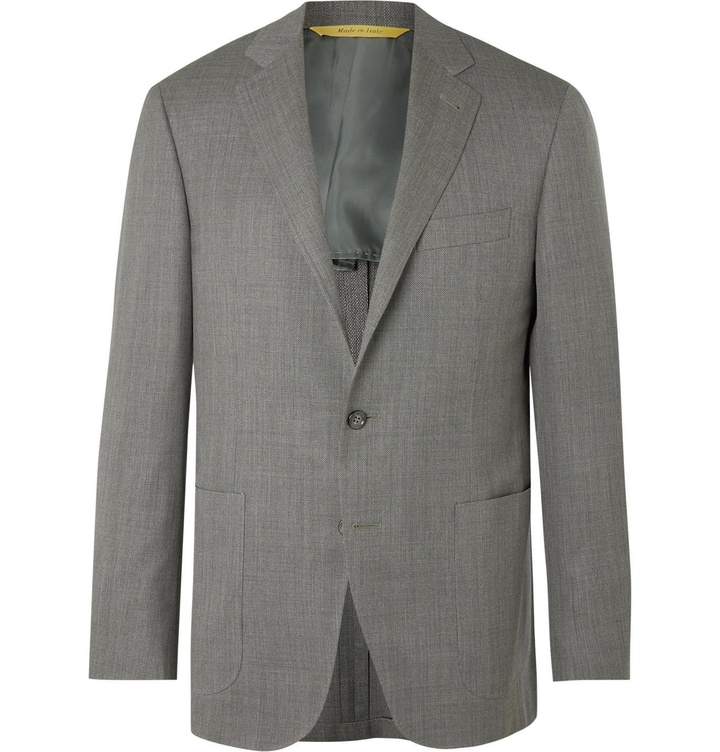 Photo: Canali - Kei Slim-Fit Unstructured Super 130s Hopsack Wool Blazer - Green