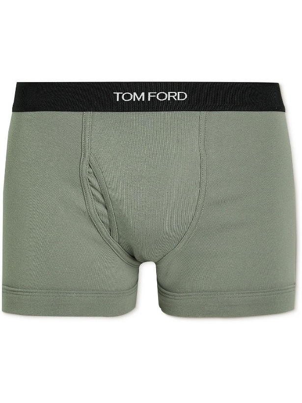 Photo: TOM FORD - Stretch-Cotton Boxer Briefs - Green