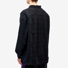 Needles Men's 7 Cuts Wide Over Dyed Flannel Shirt in Black