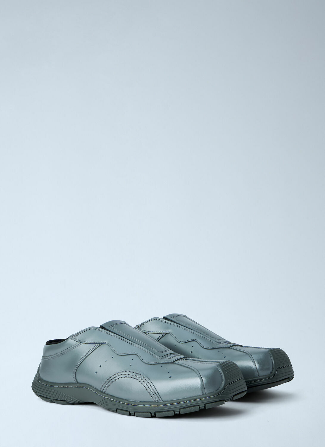 Dr. Martens Aurix Gunmetal Satin Finish Leather Slip Ons