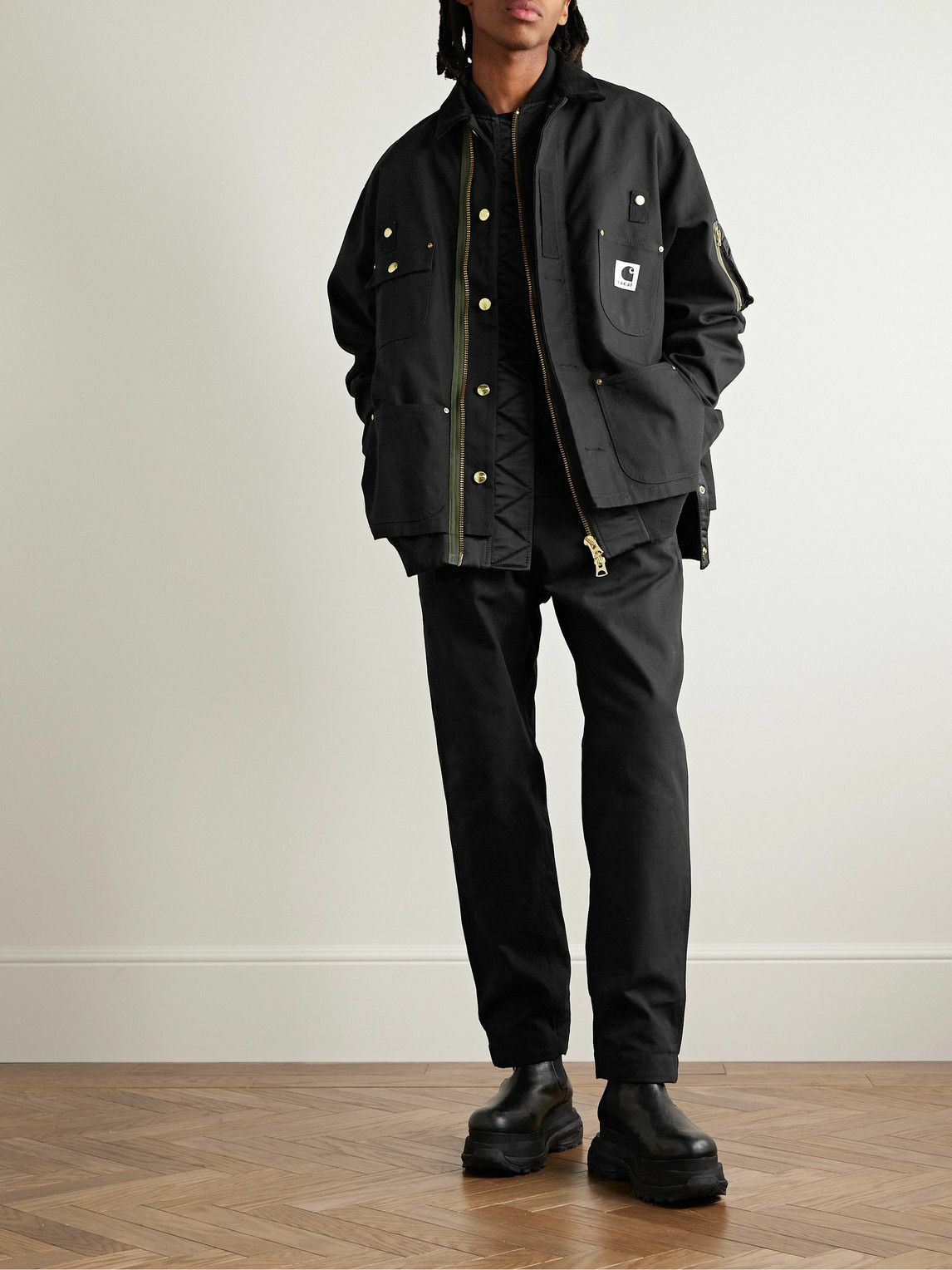 Sacai - Carhartt WIP Slim-Fit Belted Cotton-Canvas Trousers