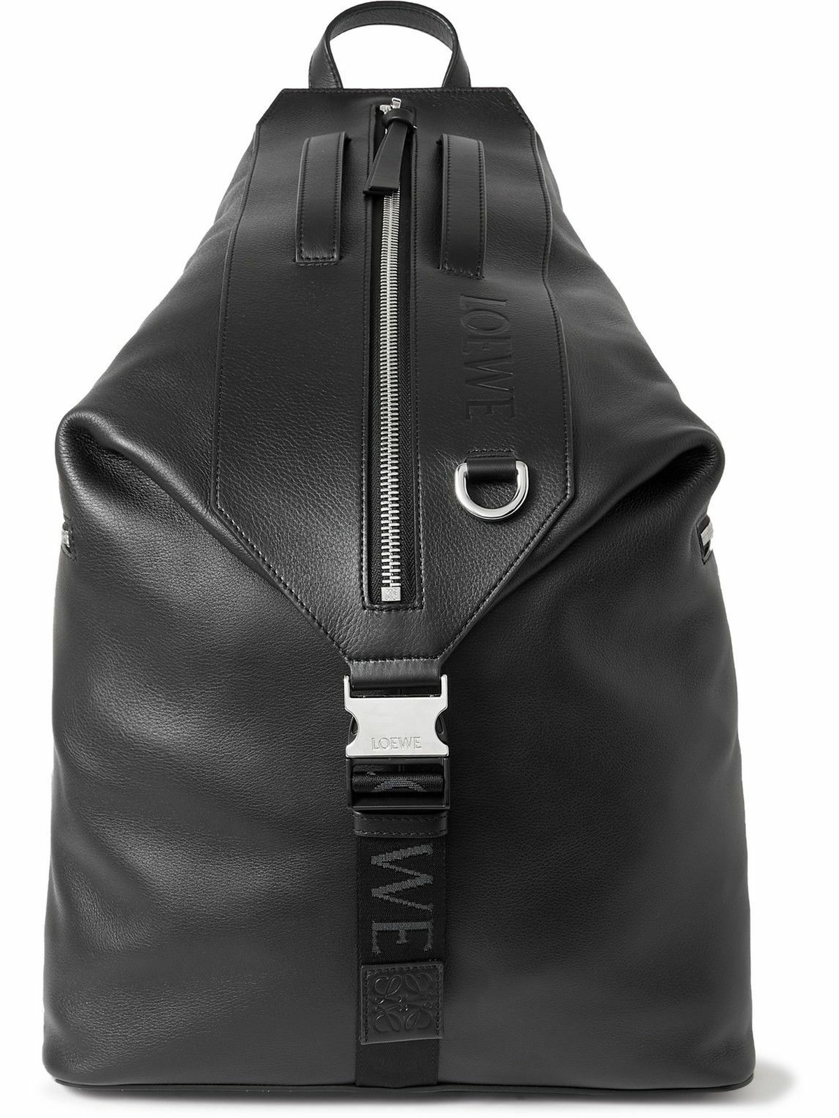 Loewe - Convertible Logo-Debossed Mesh-Trimmed Leather Backpack Loewe