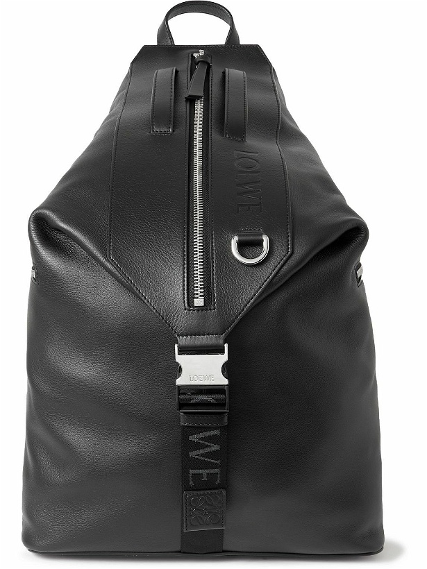 Photo: Loewe - Convertible Logo-Debossed Mesh-Trimmed Leather Backpack
