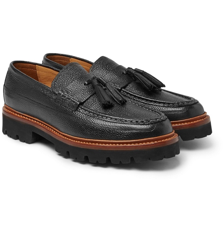 Photo: Grenson - Booker Pebble-Grain Leather Tasselled Loafers - Black
