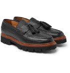 Grenson - Booker Pebble-Grain Leather Tasselled Loafers - Black