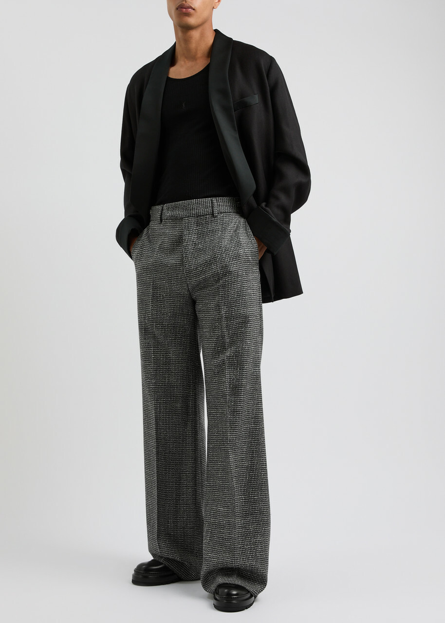 Amiri Houndstooth Straight-leg Wool-blend Trousers Grey Amiri