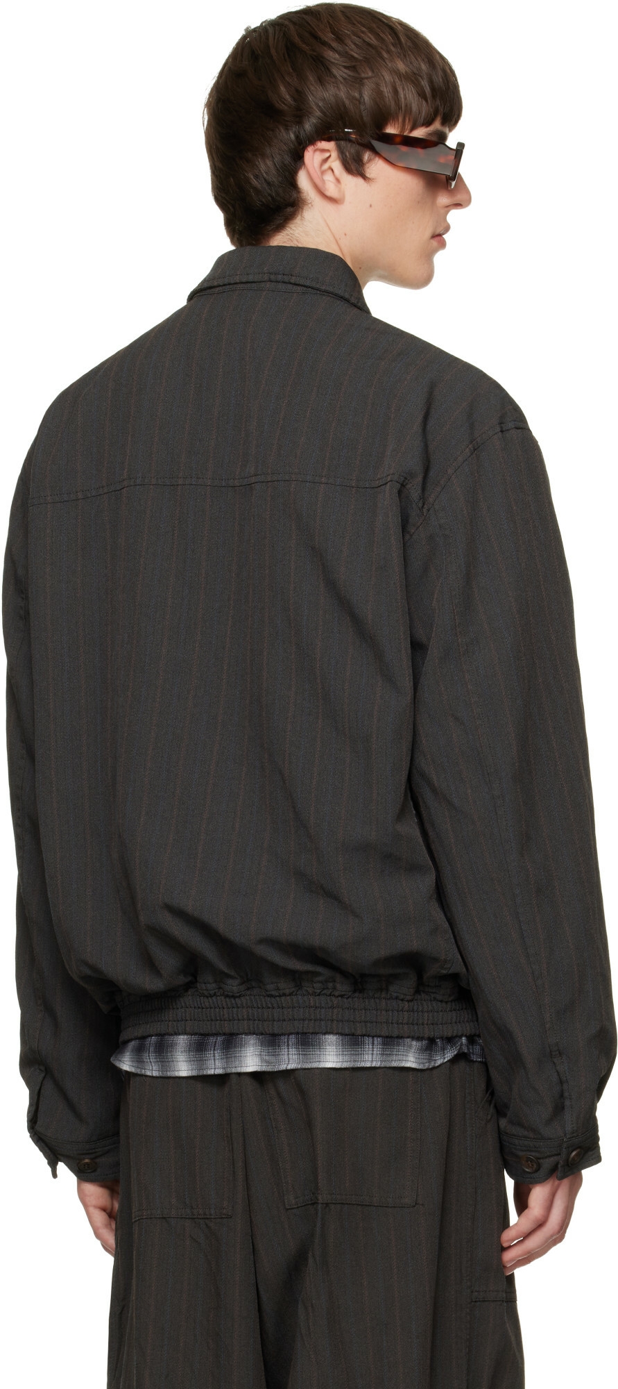Comme des Garçons Homme Brown Herringbone Stripe Jacket