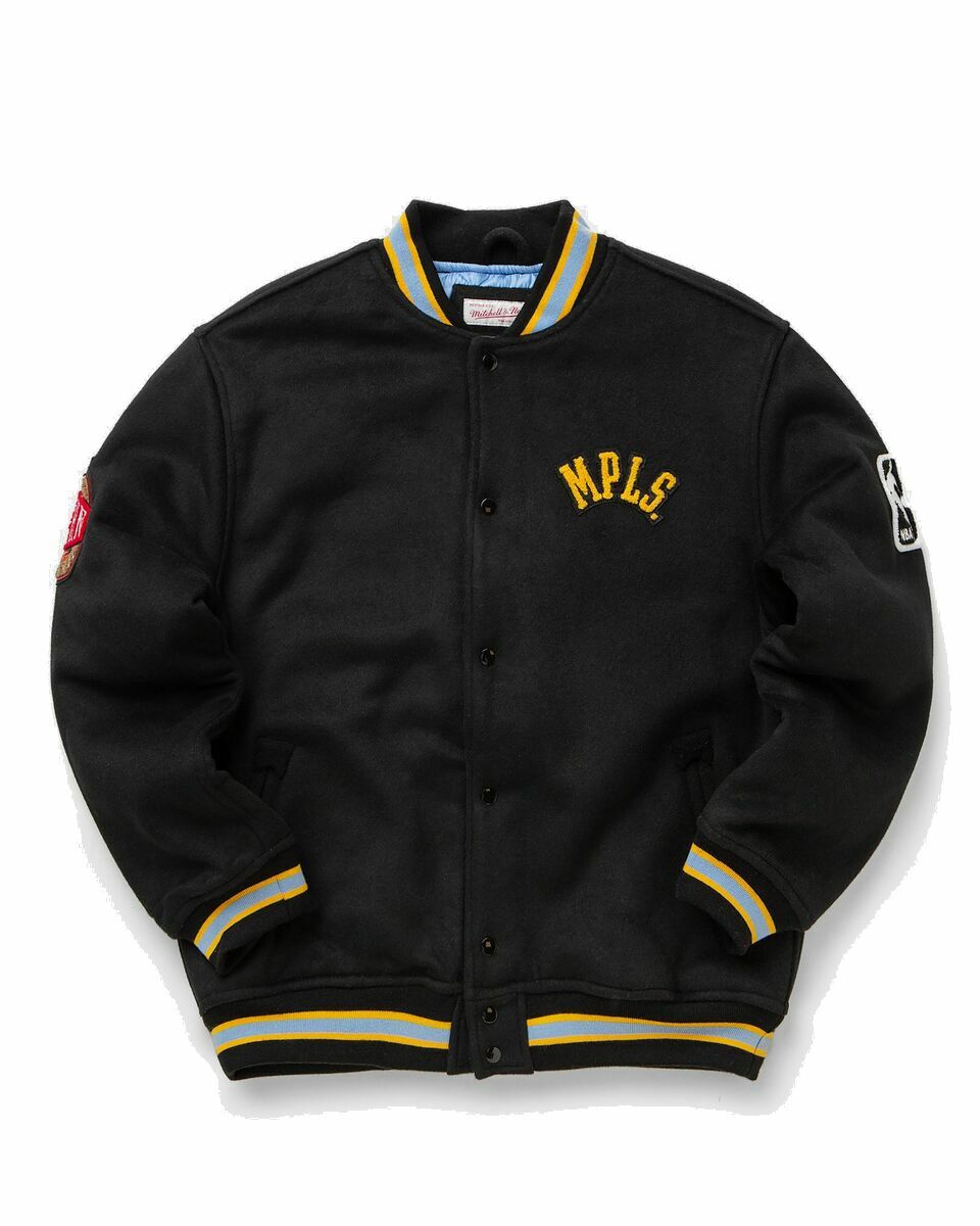 Photo: Mitchell & Ness Nba Minneapolis Lakers Hardwood Classics Wool Varsity Jacket Black - Mens - College Jackets