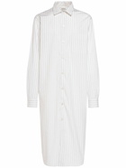 BOTTEGA VENETA - Fine Pinstripe Poplin Cotton Long Shirt