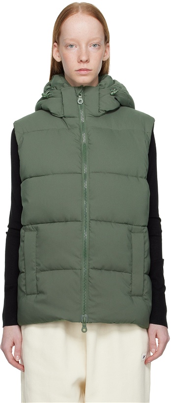 Photo: Girlfriend Collective Green Hooded Puffer Vest