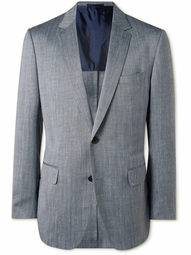 Photo: Dunhill - Wool, Cashmere, Silk and Linen-Blend Herringbone Suit Jacket - Gray