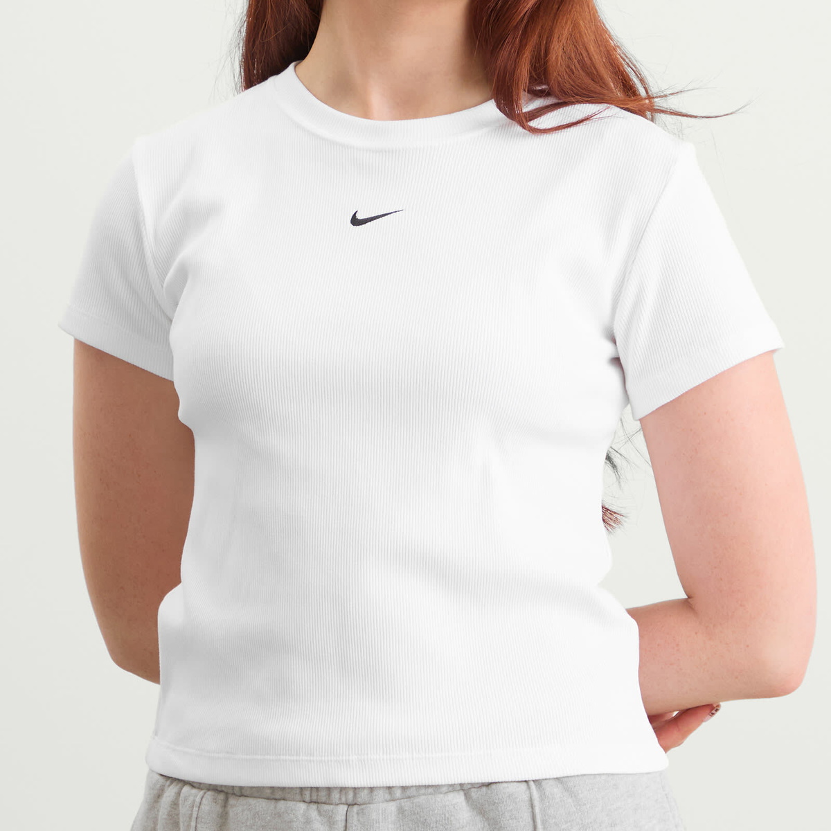 Nike Women's Tight Ribbed T-Shirt in White