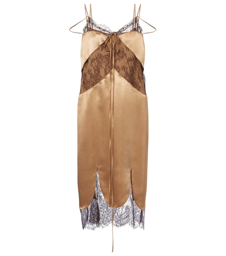 Photo: Ferragamo Lace-trimmed satin midi dress