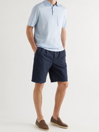 PURDEY - Riviera Pleated Cotton and Cashmere-Blend Twill Shorts - Blue